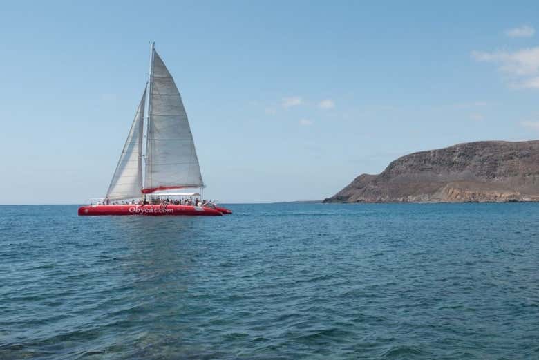 Sailing on a catamaran 