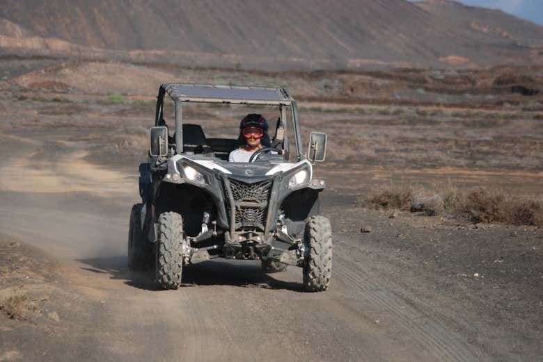 Riding through volcanic terrain on the buggy